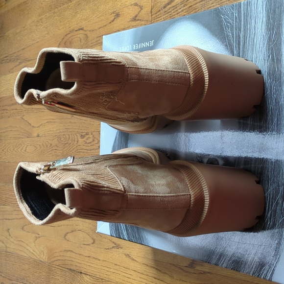 JLO Jennifer Lopez Emalee Bootie Chunky Platform Boot Women's Size 10 In Cashew - Picture 7 of 16